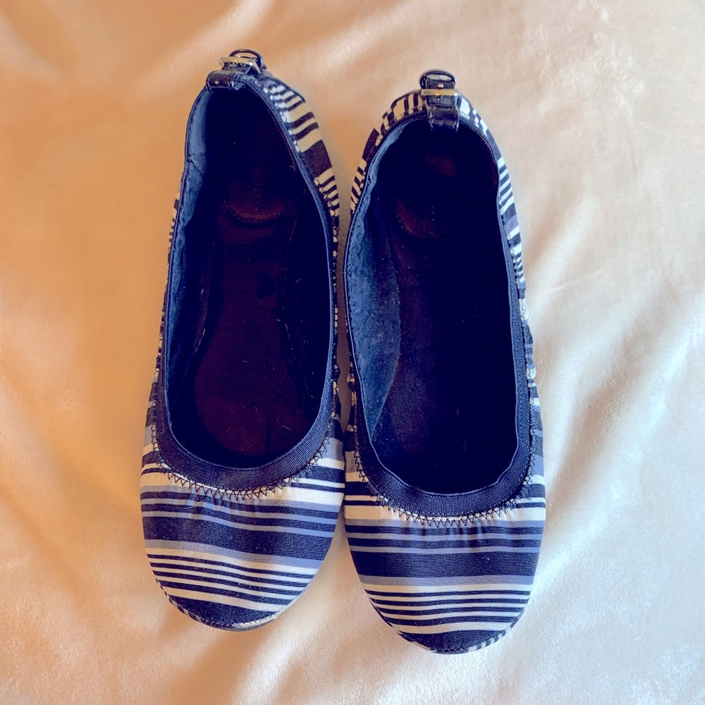 Navy Striped Bandolino Flats